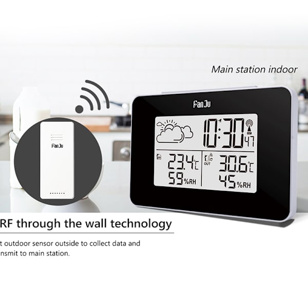 Trådlös väderstation digital klocka fukttermometer