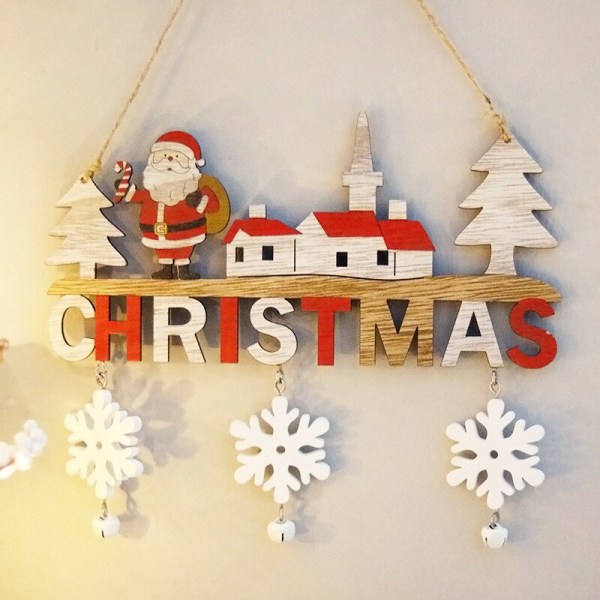 Trä jul dörr hängande väggdekoration Santa Claus Santa Claus