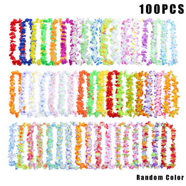 50 st/100 st Hawaiian Halsband Tropisk Hawaii tyg Blomkrans Party Dekoration 100st 100pcs