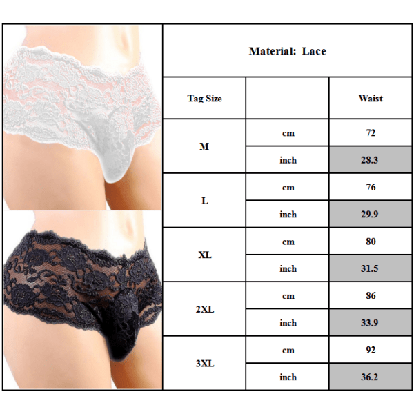 Spetstrosa för män G-String Trosor Trosor Underkläder Underkläder red L black 2XL