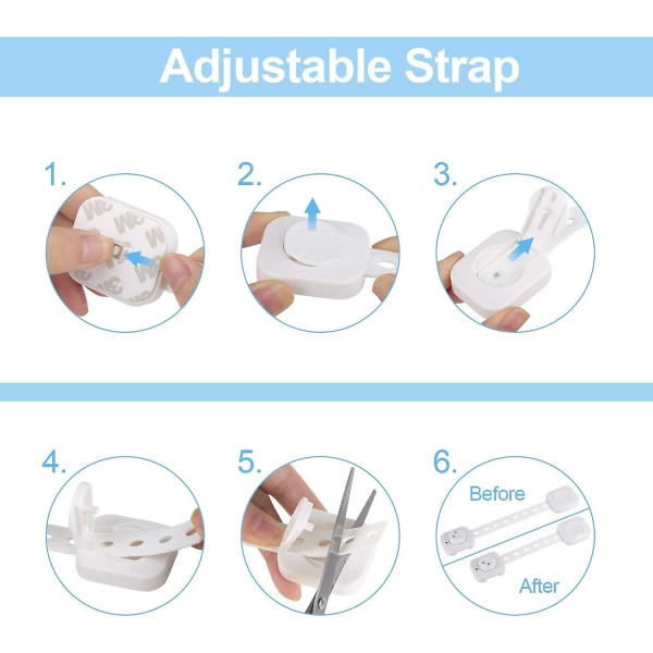 Baby (förbättrat), set med 6 spärrar för barn/ baby , för låda, kyl (vit, inget verktyg krävs)