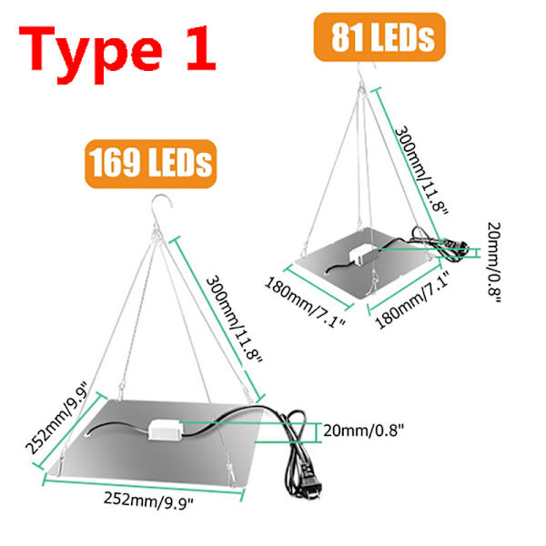 3000W LED Plant Grow Light Full Spectrum LED Justerbar 169-LED 169-LED