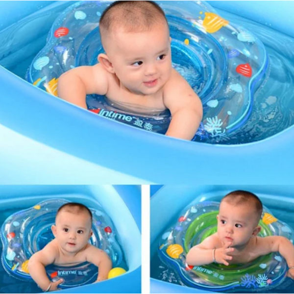 Barn Baby Simring Uppblåsbar Float Pool Ring Dou Blå