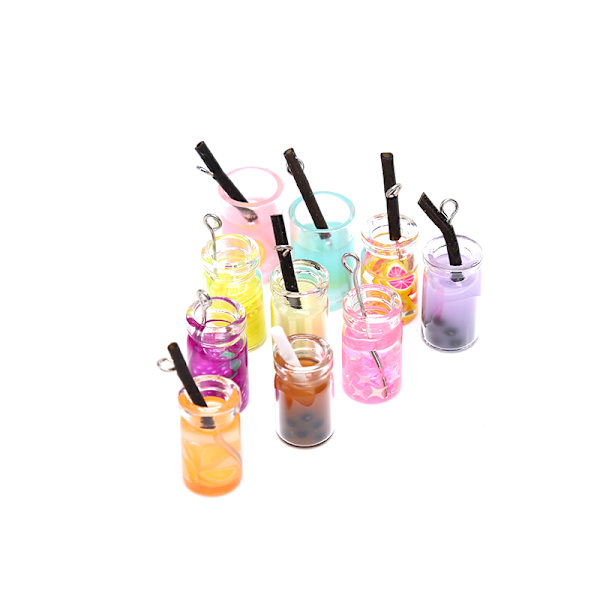 10 st/ set Mixed Milk Tea Resin Charms Craft DIY Örhängen Pendan Multicolor