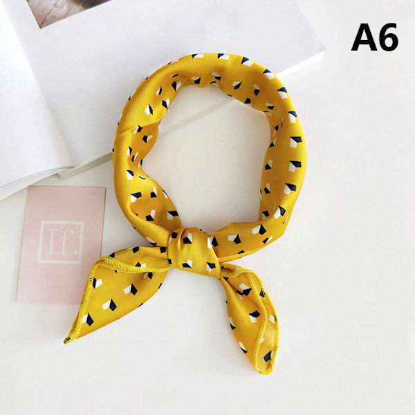 Naturlig sidenscarf Kvinnor Design Print Fyrkantig halsduk A7 A6
