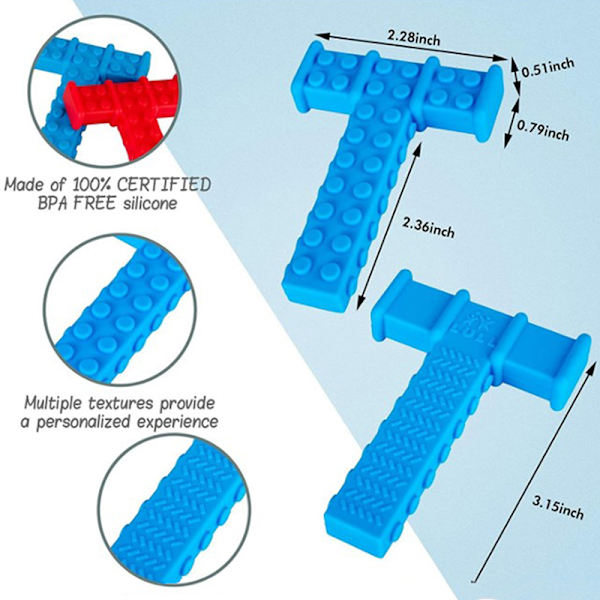 Sensoriska tuggrör Leksaker för barn T Shape Oral Motor Tool Blå Red