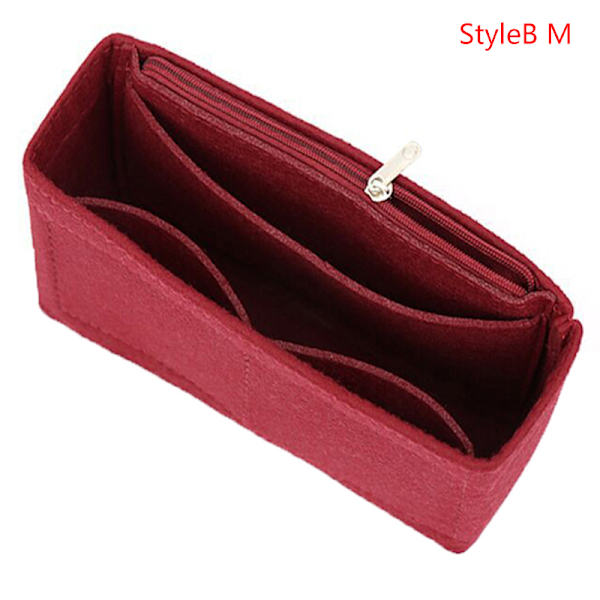 1:a Kvinnor Insert Bag Filt Tyg Handväska Organizer Bag Black StyleB S Red StyleB M