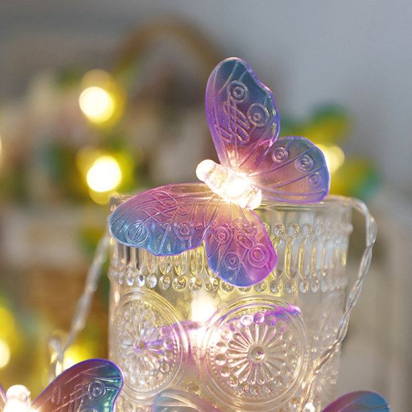 Butterfly LED Fairy String Lights Juldekorationsljus Transparent Purple