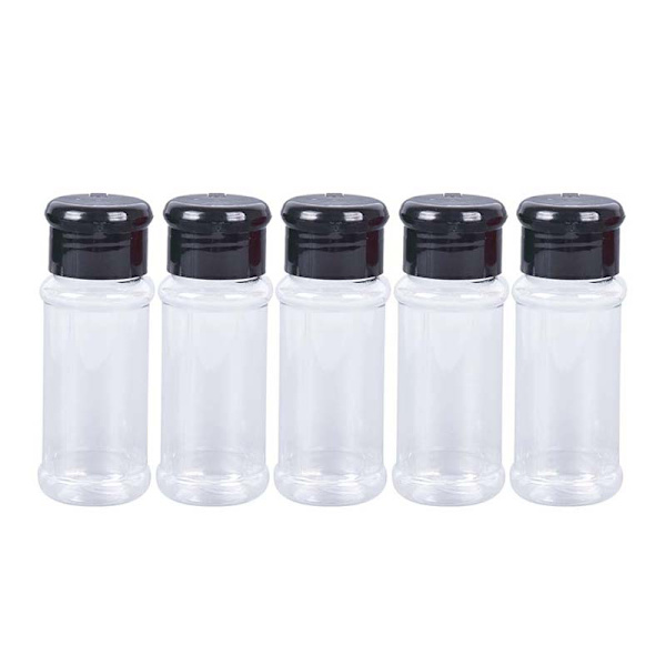 5 st Plast Krydda Salt Peppar Shakers Kryddburk BBQ Condime Svart