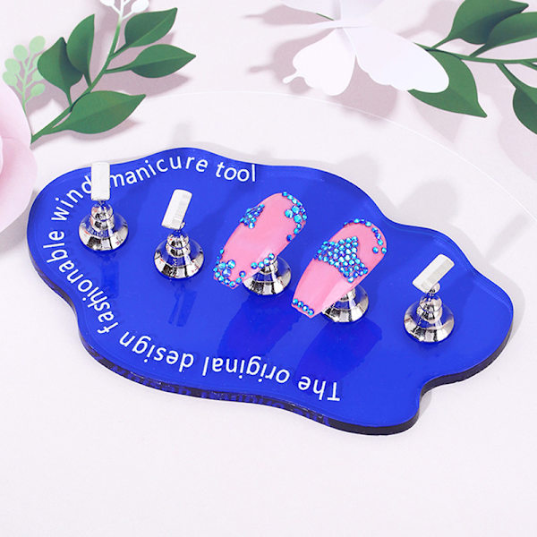 5 st magnetiska nagelhållare praxis display stativ Nail Art Tool Blå