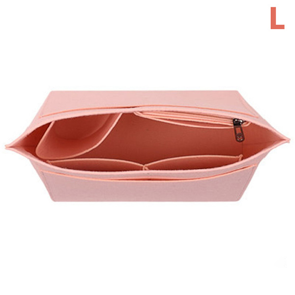 Bärbar insättningsväska för kvinnor Handväska i filttyg Handväska Organizer B Grey M Pink L