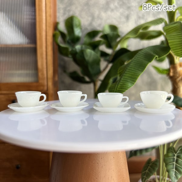 1Set Dockhus Miniatyr Tekopp Fat Kaffekopp Modell Gul White