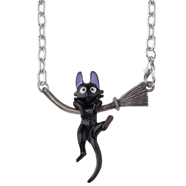 Anime Demon Maiden's House Brådskande Svart Katt Halsband Qiqi Cat Söt tecknad hänge Metallhänge