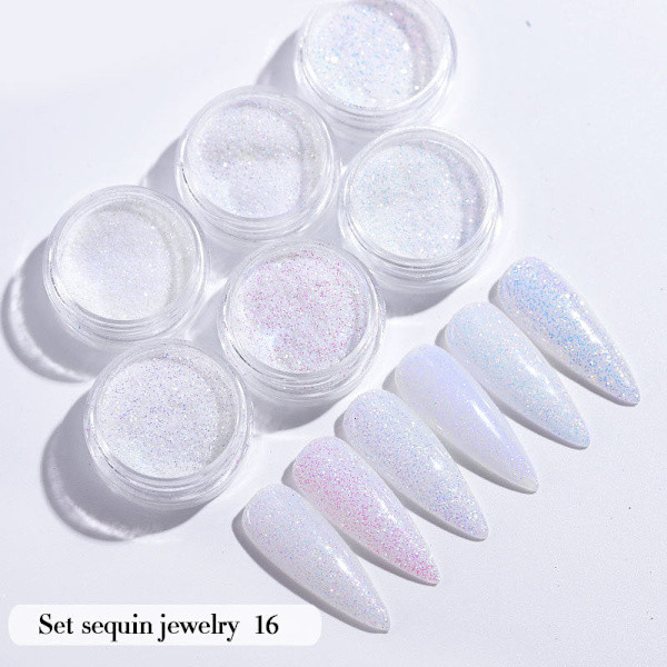 Nageldekorationer för Nail Art paljetter Ins Style Nagel Guld Silver Glitter Pulver Hjärtformad fjäril Nail Glitter Set Nagel Glitter Set-16 Nail Glitter Set-16