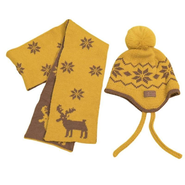 Höst och vinter barnmössa Scarf Tvådelad utomhus varm