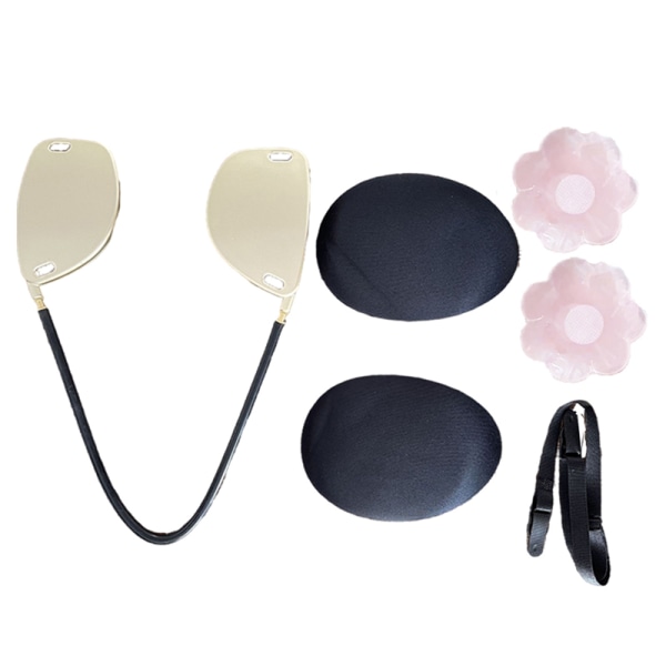 Deep Bra Kit Push-Up Frontless BH BraNipple Patch Underkläder Aprikos Black