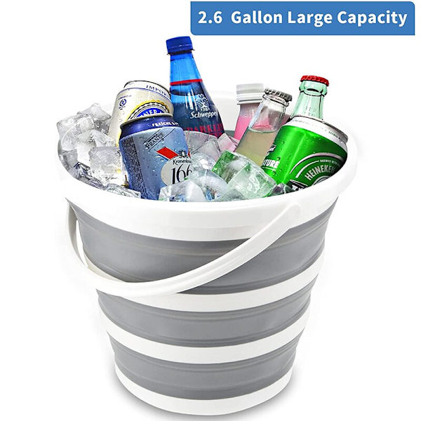 10L hopfällbar vattenhink Bärbar campingtillbehör för utomhusbruk grey&white 10L gray&white