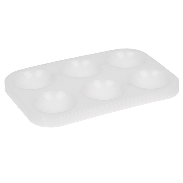 5PC 6 hål vit plast rektangulär konstmålning Palett Färg