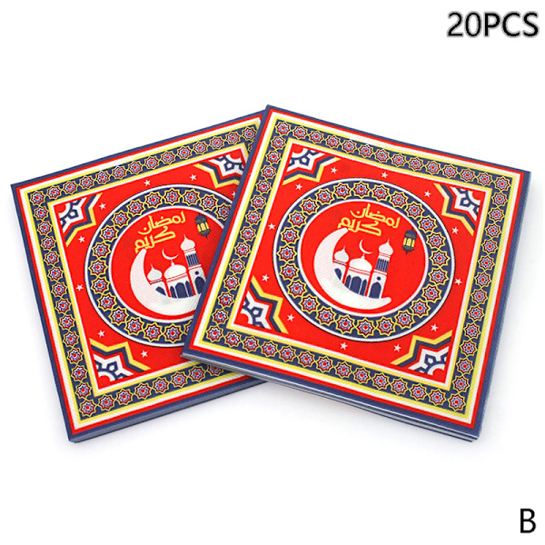 20:a/pack Eid Mubarak Ramadan Dekorationspapper Servett Muslim C B
