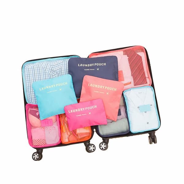 6:a/ set Bagage Organizer Bag Set rosa light blue