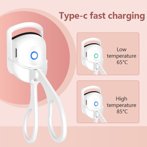 Uppvärmd ögonfransböjare USB uppladdningsbar elektrisk ögonfransböjning Vit one size