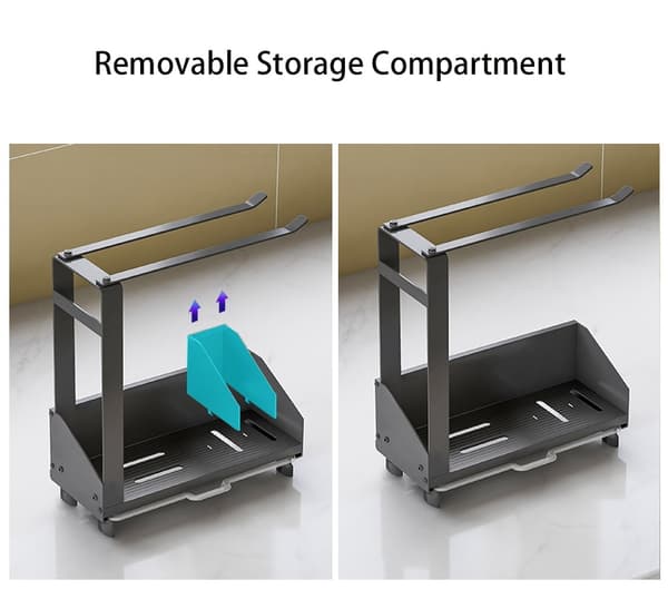Avloppsställ Förvaring Diskbänk Organizer Rack svart medium large