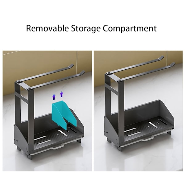 Avloppsställ Förvaring Diskbänk Organizer Rack svart medium medium