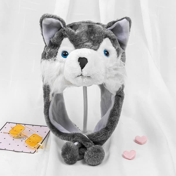 Husky Timber Wolf Plysch djur vinterhatt Varm vinter (kort)