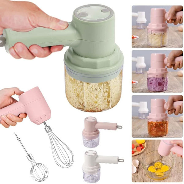 3 i 1 elektrisk mixer köksredskap vit pink