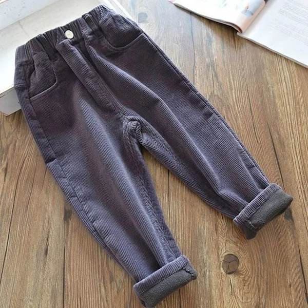 Hösten och vintern barnmanchester tjock kappa varma byxor lila 130cm dark grey 140cm