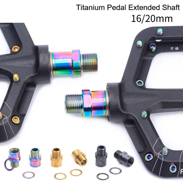 Titanium cykelpedalförlängare med bricka Mountian cykel Pe Black 16mm-golden Black 20mm-rainbow