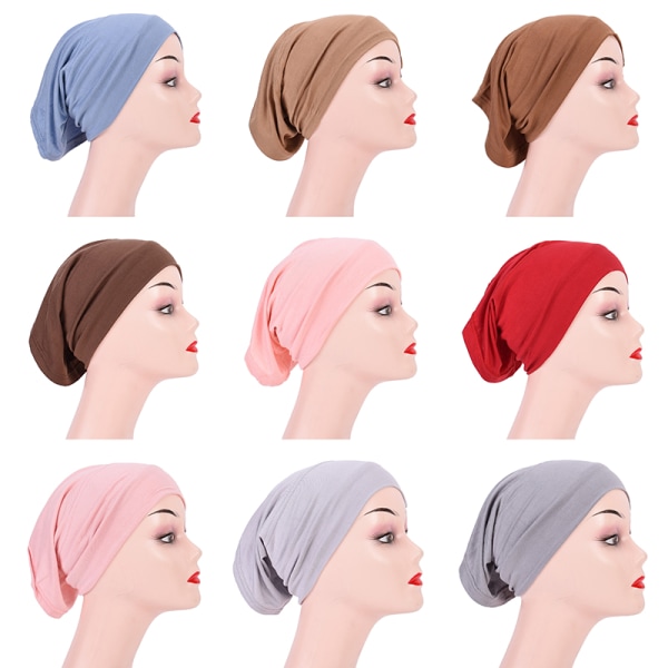 Mjuk Modal Muslim Stretch Turban Cap Inre Hijab Kepsar Islamiska J A