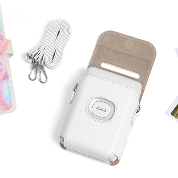 Fujifilm Instax Mini Link Printer Case Väska PU-läderförvaring vit pink