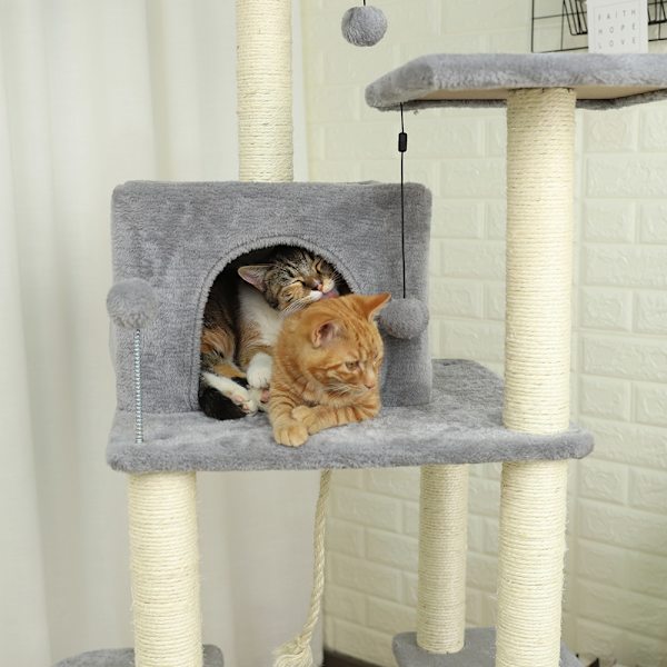 Pet Cat Tree Skrapstolpe för Cat Climbing Tree House Grå