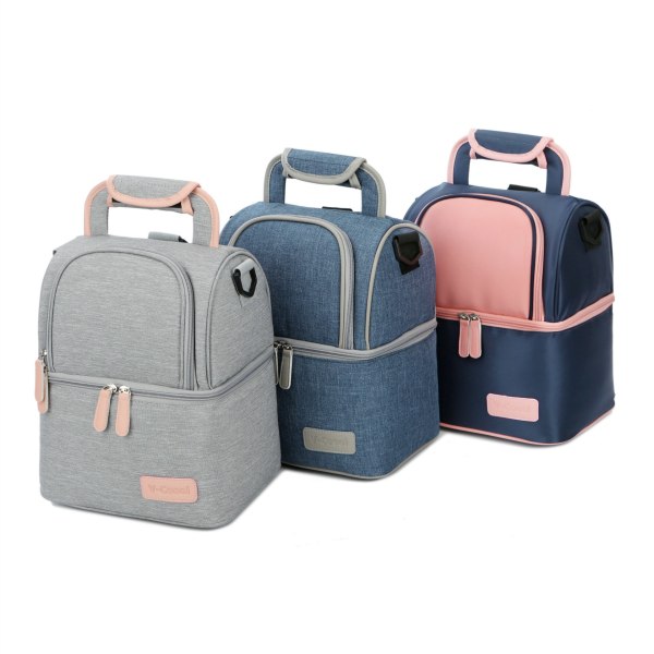 2-lagers mode baby mjölkflaska förvaringsväska Ryggsäck blå 22*15*27cm pink+navy blue