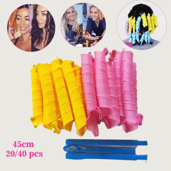DIY Wave Long Hair Curlers Spiral Ringlets Frisörverktyg 45cm-40st 25cm/15cm-18pcs