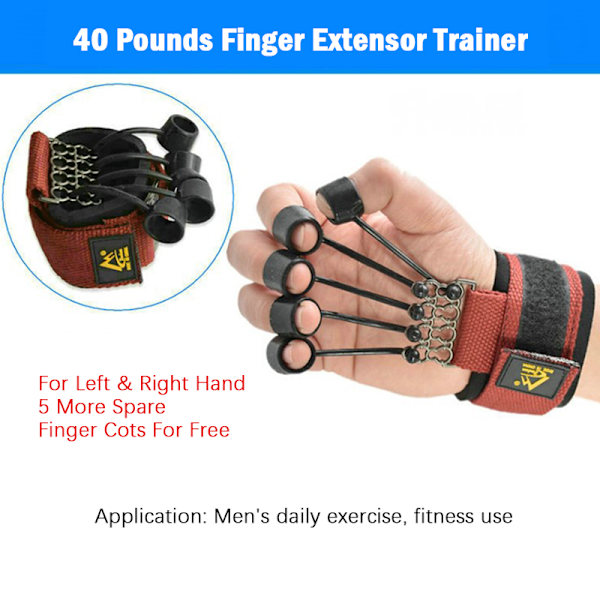 20/40/60lbs Finger Hand Extensor Trainer Exerciser Hand Rehabil Red Red
