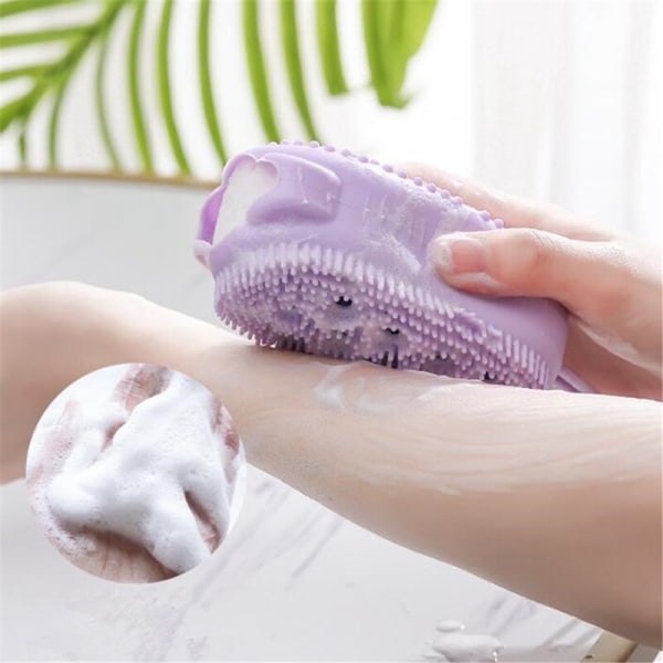 Silikon Body Scrubber Mjuk Bubble Bath Borste Duschsvamp blå 250*70*50mm pink
