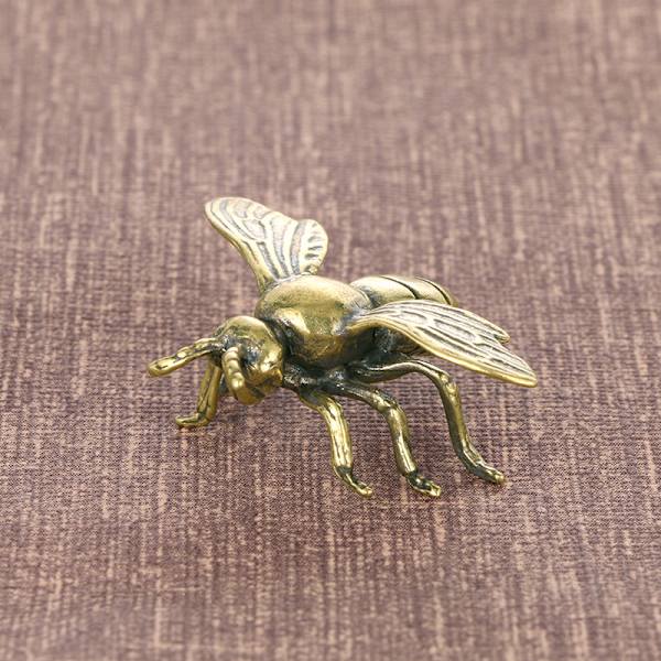 Mässing Insekter Statyetter Miniatyrer Bee Tea Pet Prydnadsföremål Blomma Brons ONESIZE