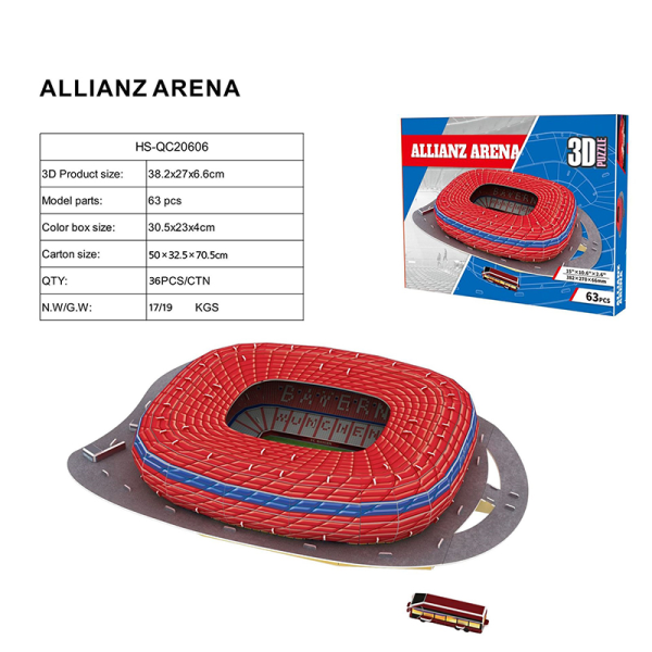 DIY 3D-pussel Fotbollsstadion Monterad Modell Gåva JUVENTUS ALLIANZ ARENA