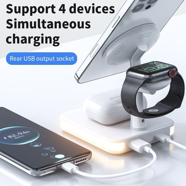 Magnetisk trådlös laddare för iPhone 12+ vit 3in1 white