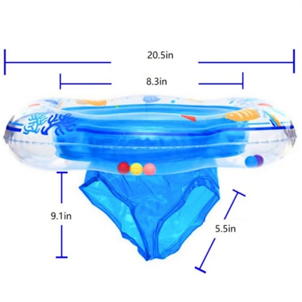 Barn Baby Simring Uppblåsbar Float Pool Ring Dou Blå