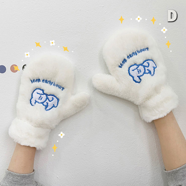 Kvinnor Vinter utomhushandskar Fluffy Bear Plyschhandskar F D
