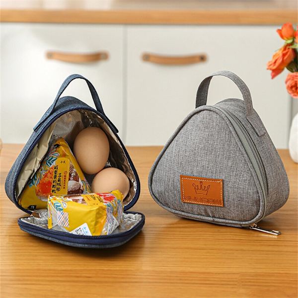 Isolering Thermal Små triangulära Rice Ball Lunchbox Väskor marinblå 13,5*7*13cm black
