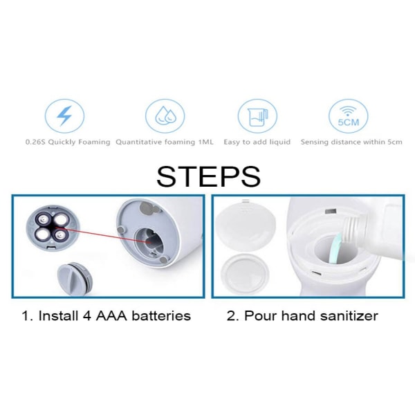 Automatisk tvålautomat Kontaktlös sensor Smart Sensing Foam vit 70*94*188mm white