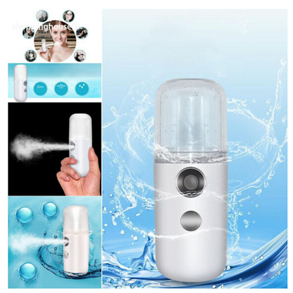 Nano Face Mist Spray Facial Steamer för Hydrating Massager Clea Vit vit