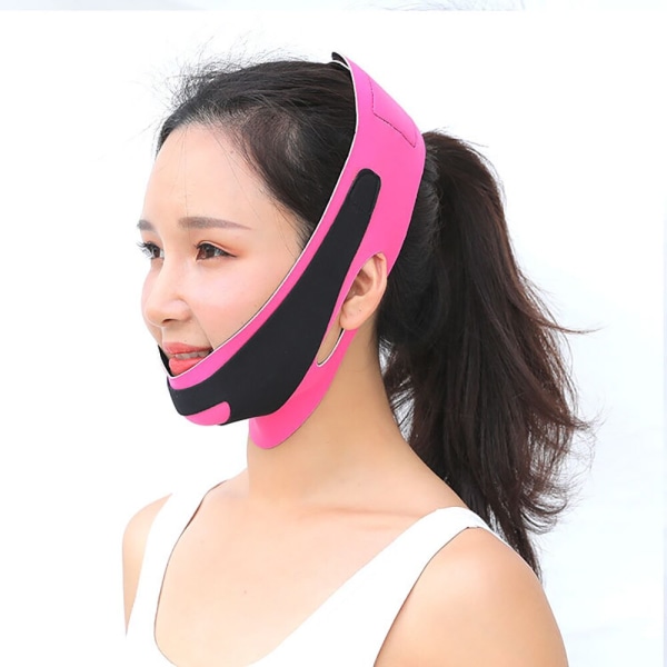 Elastiskt ansiktsbantningsbandage V Line Face Shaper svart+rosa 60*12cm
