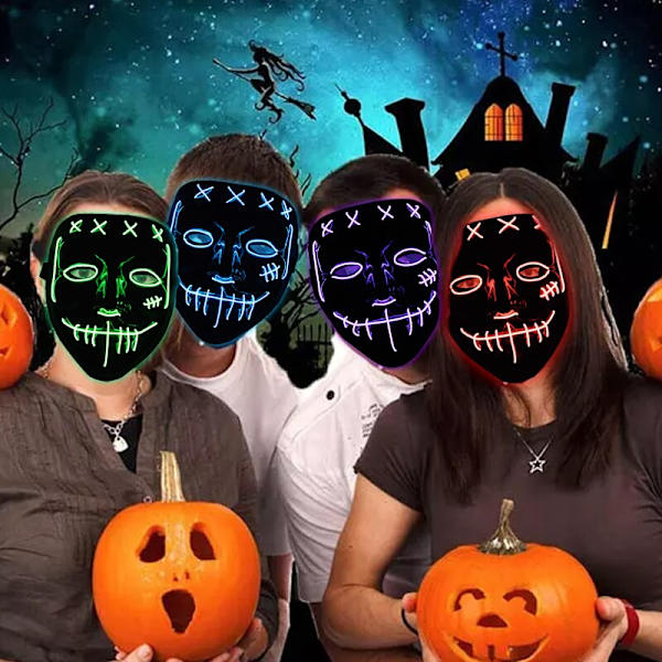 halloween skräck glödande mask cosplay lila red