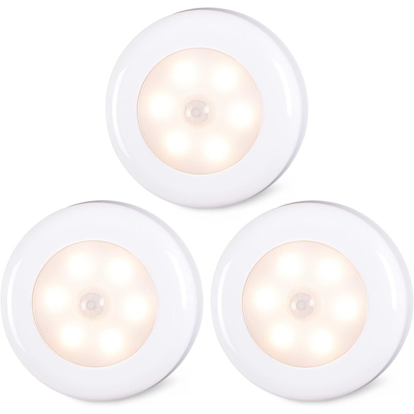 Rörelsesensorlampor inomhus (varmvitt, 3-pack)