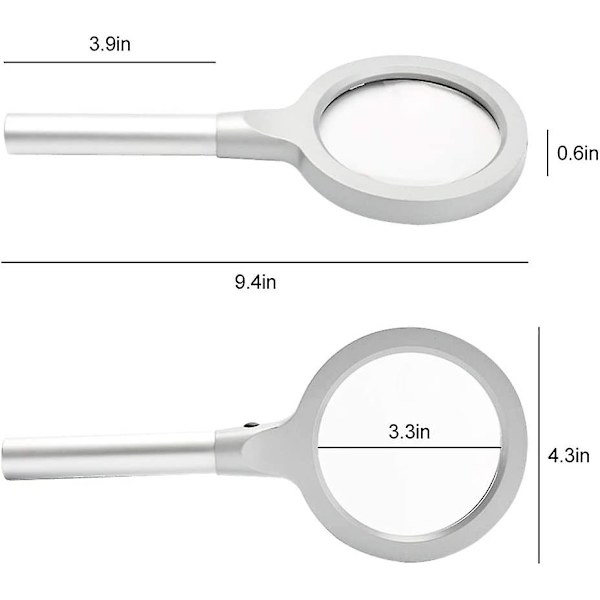 Handhållet instrument med 12 lampor för äldre att läsa högupplösta tidningar, optiskt förstoringsglas